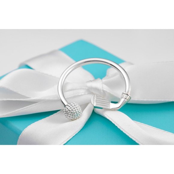 Tiffany & Co. Golf Keyring Golf Ball and Club Keychain in Sterling Silver 35mm - Picture 4 of 9